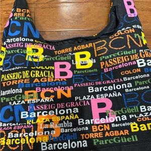 Brand New with Tags Colorful Barcelona, Spain Text Print Tote Bag